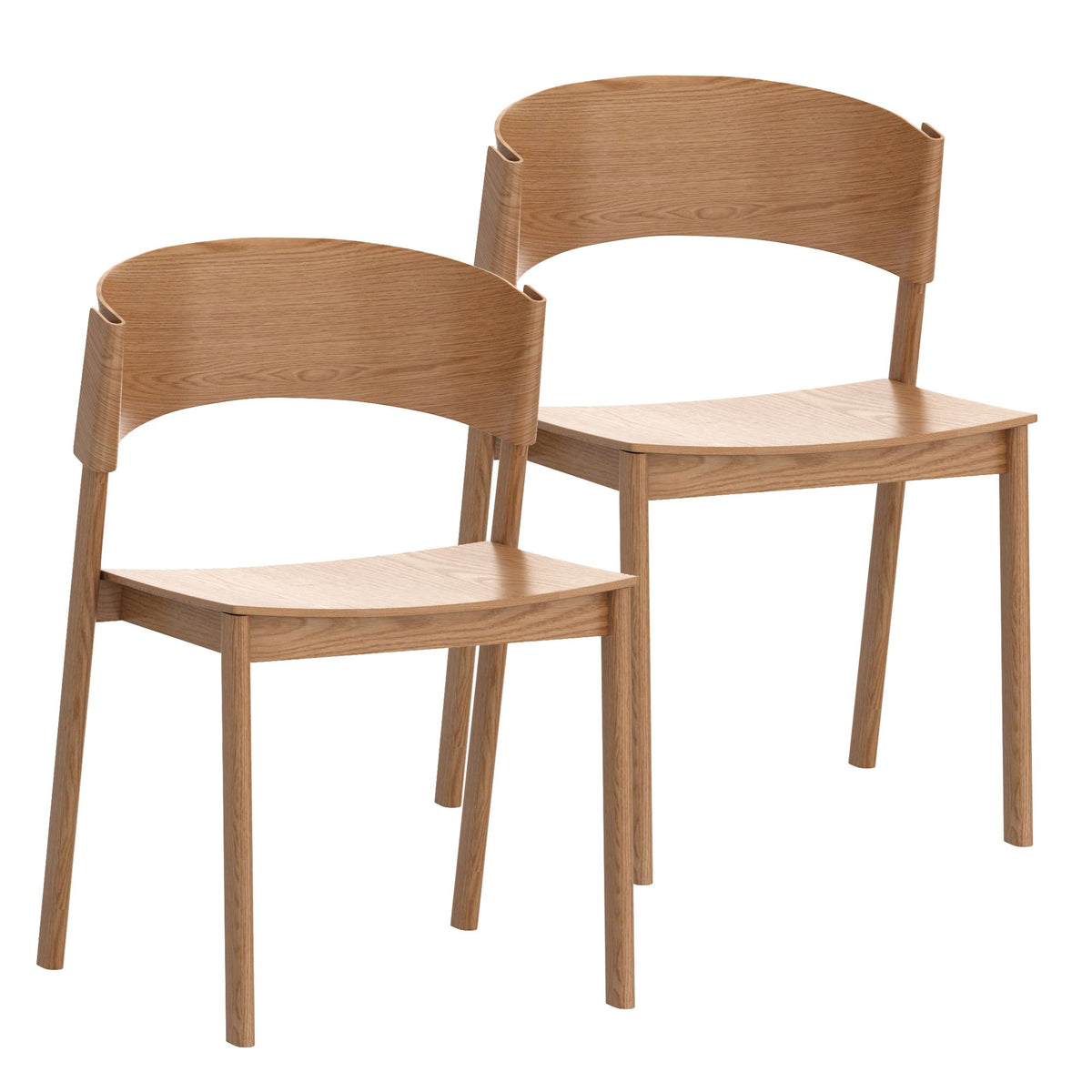 Stackable Solid Wood Dining Chair, Set of 2 in Natural