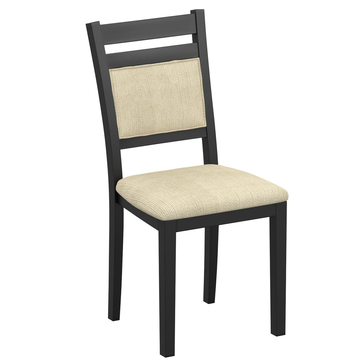 Solid Wood Dining Chair, Set of 2 in Black and Beige