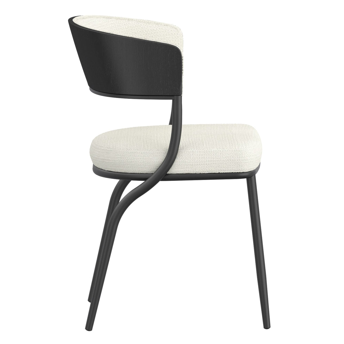 Bentwood Upholstered Dining Chair, Set of 2 in Ivory and Black