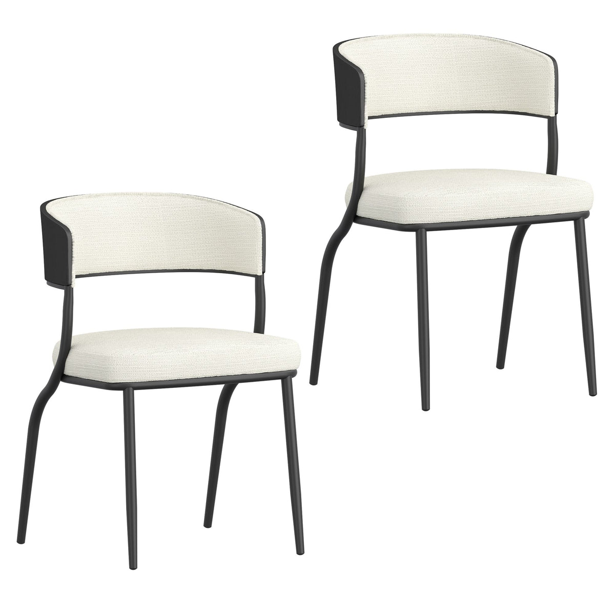 Bentwood Upholstered Dining Chair, Set of 2 in Ivory and Black