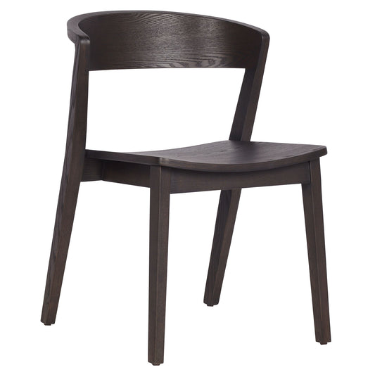 Curved-Back Solid Wood Dining Chair, Set of 2 in Mocha