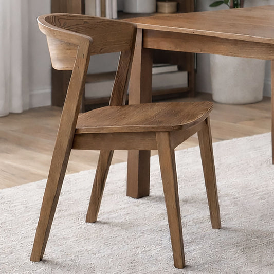 Mid-Century Solid Wood Dining Chair, Set of 2 in Walnut