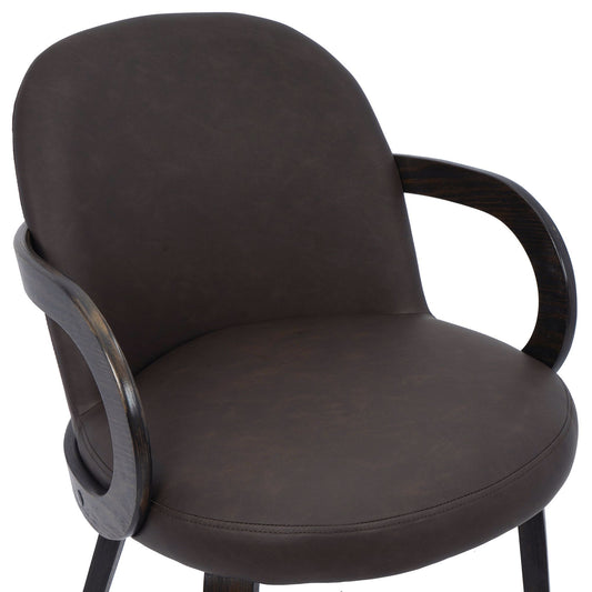 Wraparound Faux Leather Dining Chair, Set of 2 in Brown and Dark Walnut