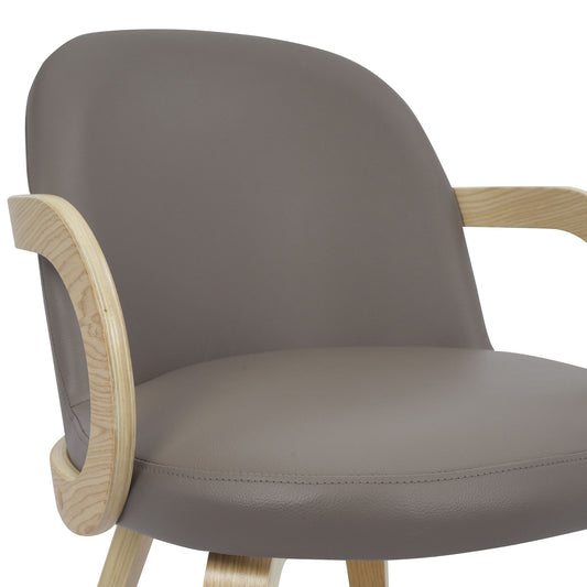 Wraparound Faux Leather Dining Chair, Set of 2 in Dark Taupe and Natural