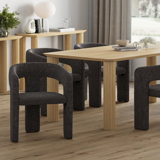 Curved-Back Upholstered Dining Chair, Set of 2 in Charcoal