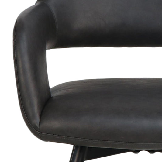 Armchair Faux Leather Swivel Dining and Accent Chair, Set of 2 in Charcoal and Black