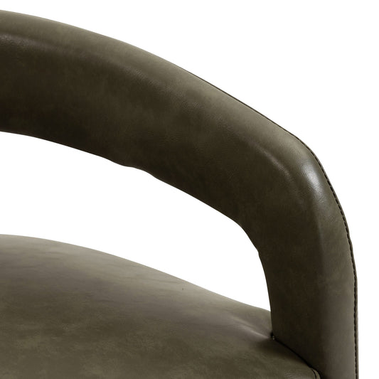 Crown-Back Faux Leather Dining Chair, Set of 2 in Moss