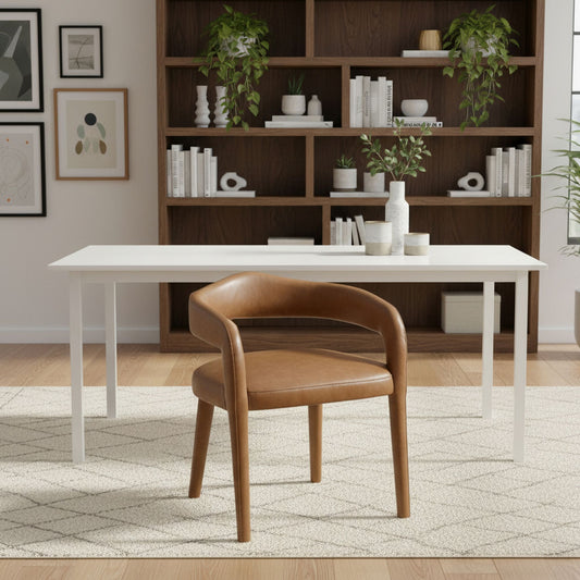 Crown-Back Faux Leather Dining Chair, Set of 2 in Saddle