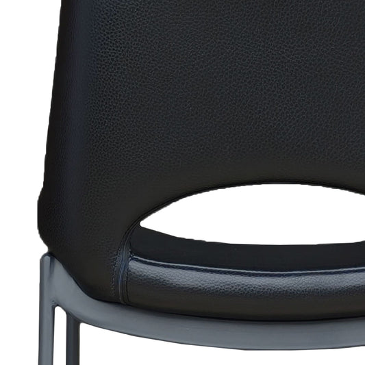 Faux Leather 30" Bar Stool in Black and Black