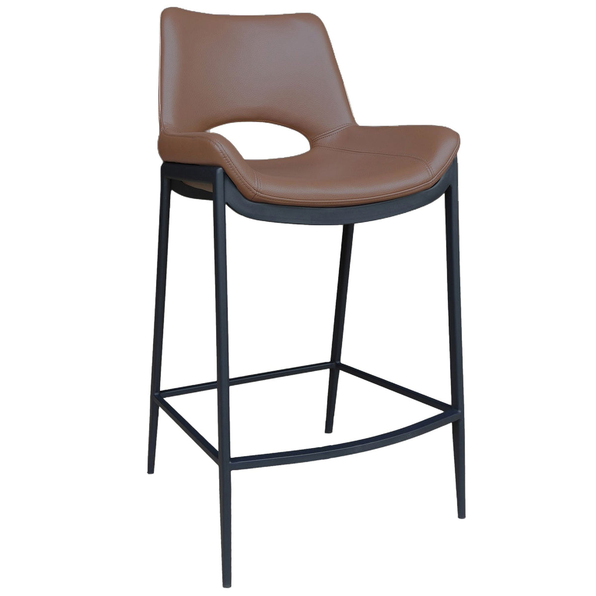 Faux Leather 26" Counter Stool in Saddle and Black