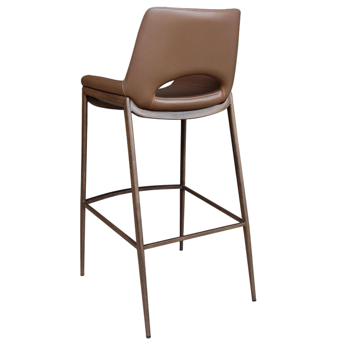 Faux Leather 30" Bar Stool in Saddle and Walnut