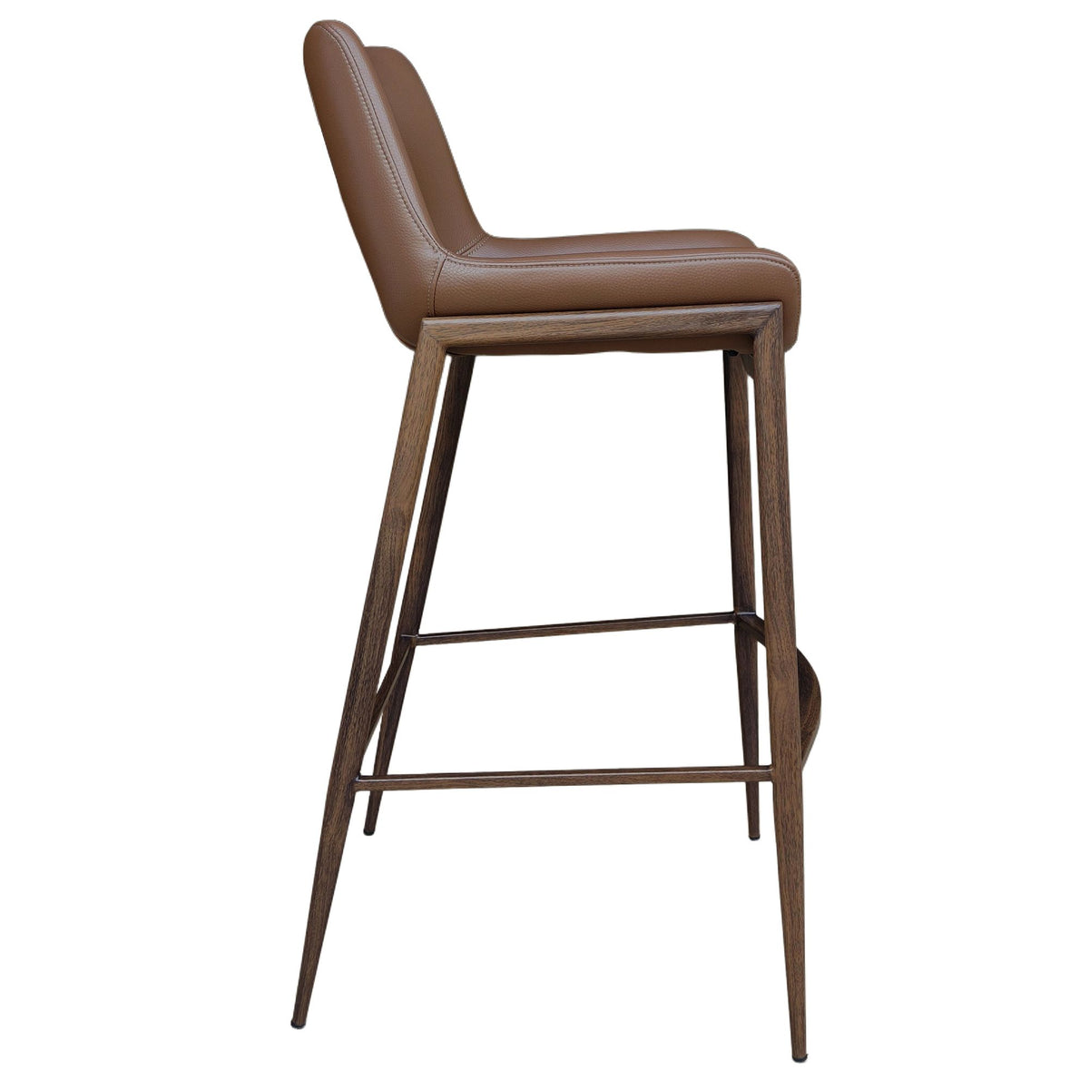 Faux Leather 30" Bar Stool in Saddle and Walnut