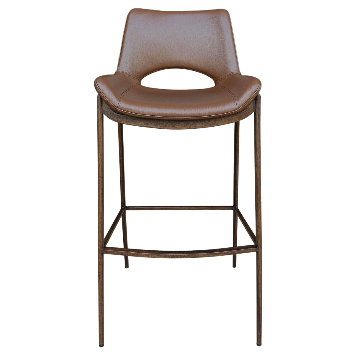 Faux Leather 30" Bar Stool in Saddle and Walnut