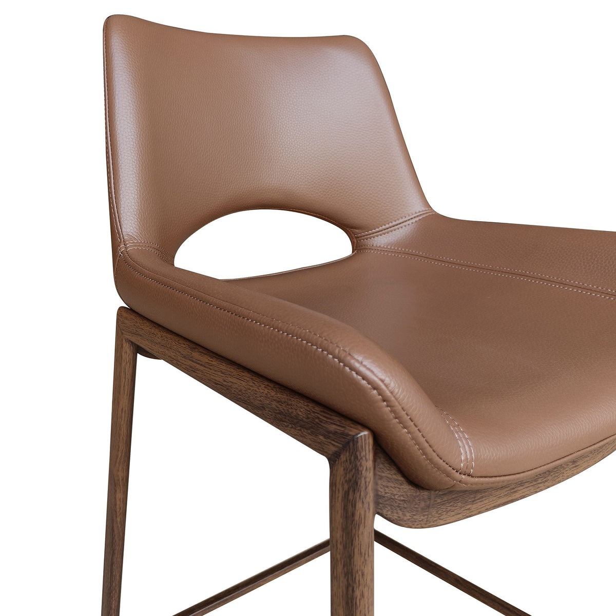 Faux Leather 30" Bar Stool in Saddle and Walnut