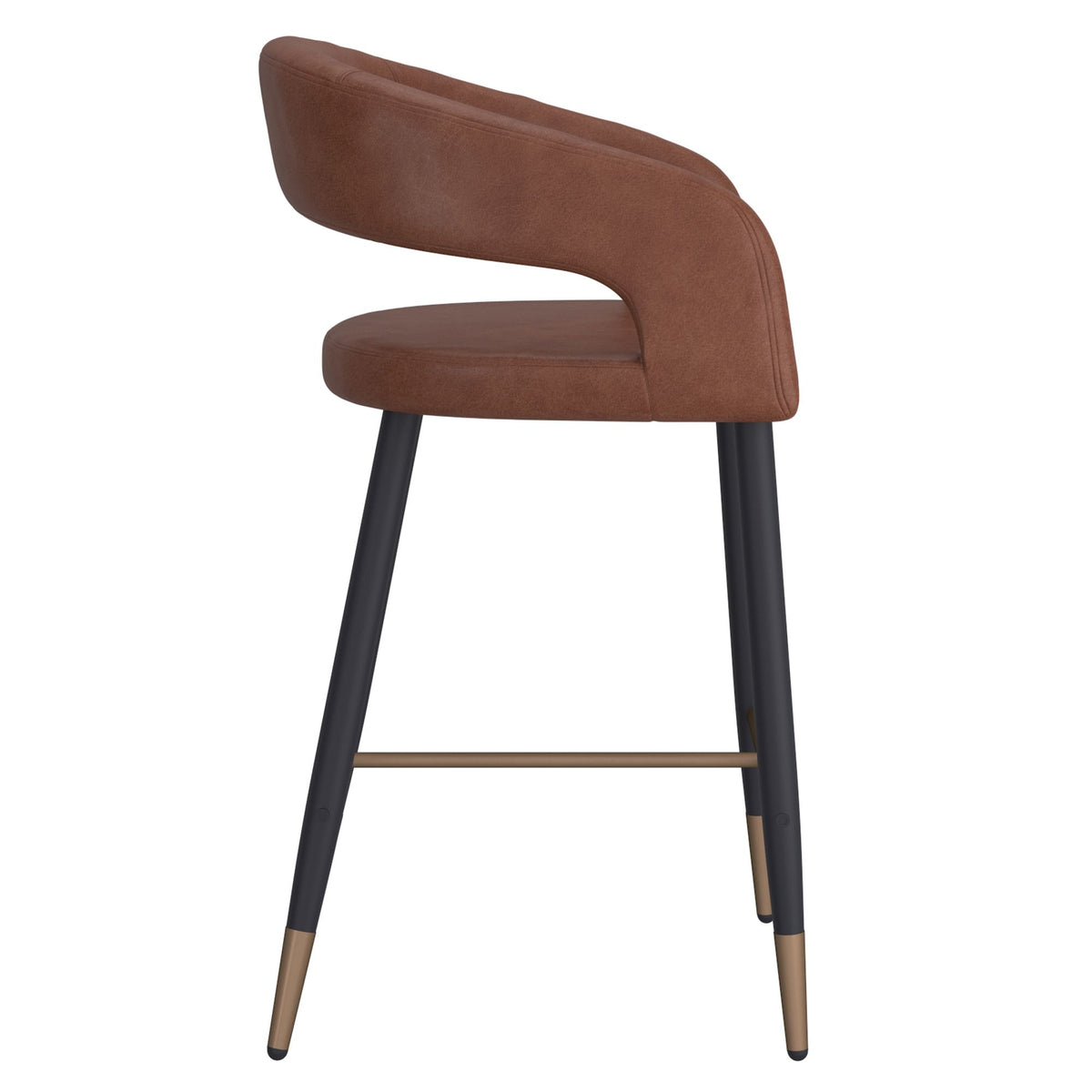 High-Back Faux Leather 26" Counter Stool, Set of 2 in Saddle and Black