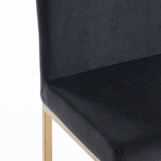 Low-Back Velvet 26" Counter Stool, Set of 2 in Black and Aged Gold