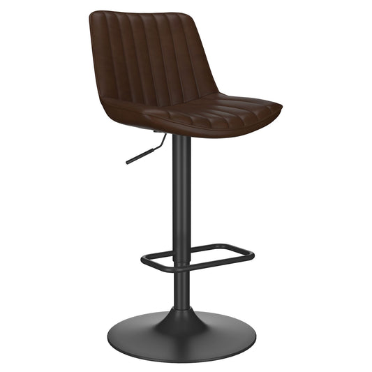 Faux Leather Adjustable Air-Lift Stool, Set of 2 in Brown and Black