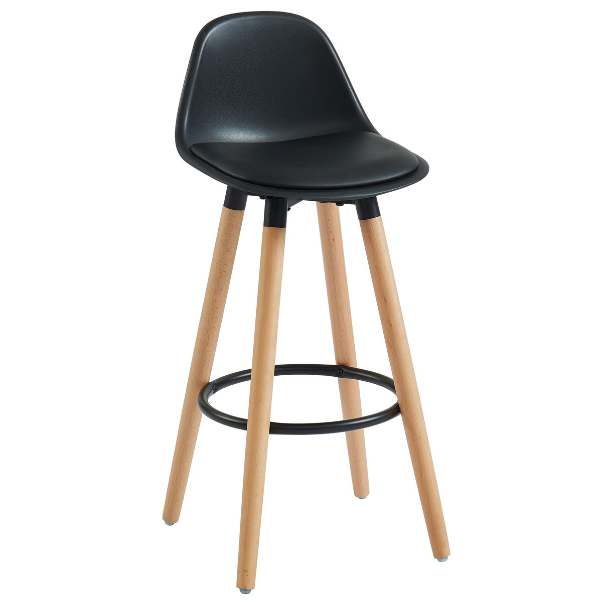 Contoured Moulded 26" Counter Stool, Set of 2 in Black and Natural