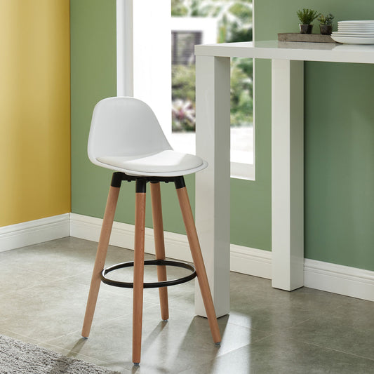 Contoured Moulded 26" Counter Stool, Set of 2 in White and Natural