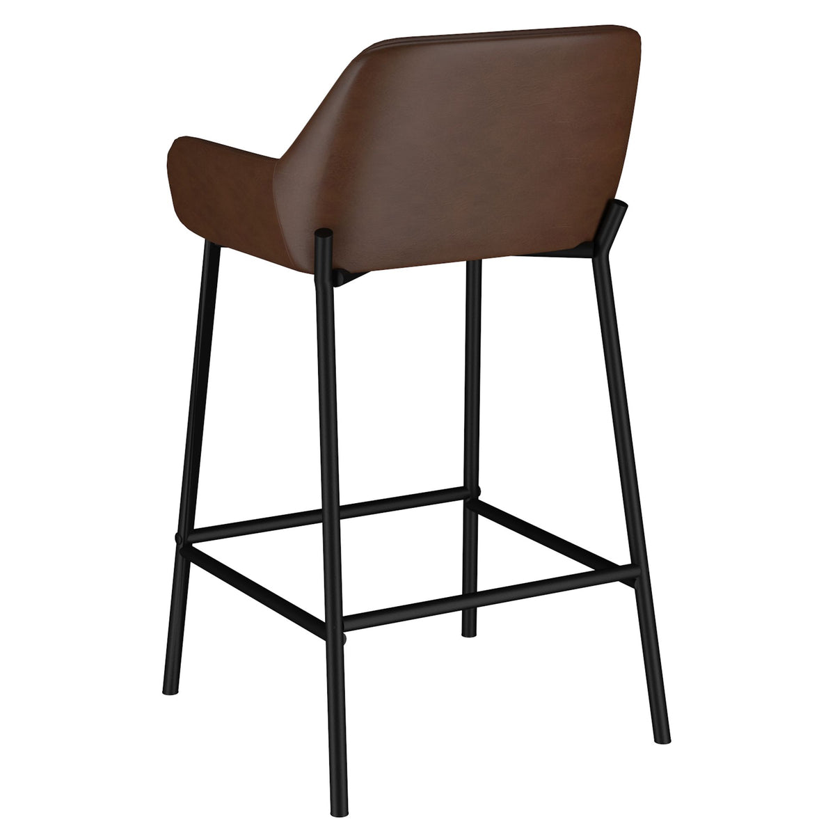 Faux Leather 26" Counter Stool, Set of 2 in Brown PU and Black