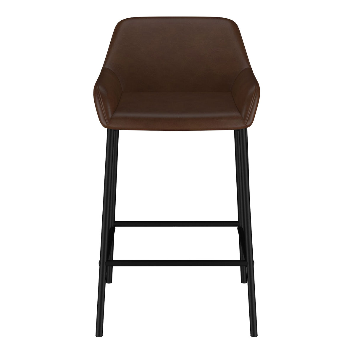 Faux Leather 26" Counter Stool, Set of 2 in Brown PU and Black