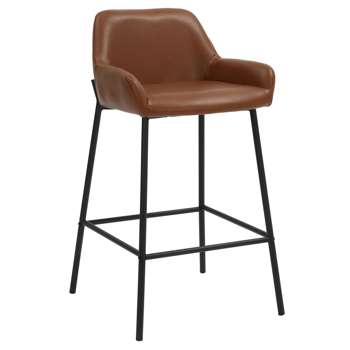Faux Leather 26" Counter Stool, Set of 2 in Saddle PU and Black