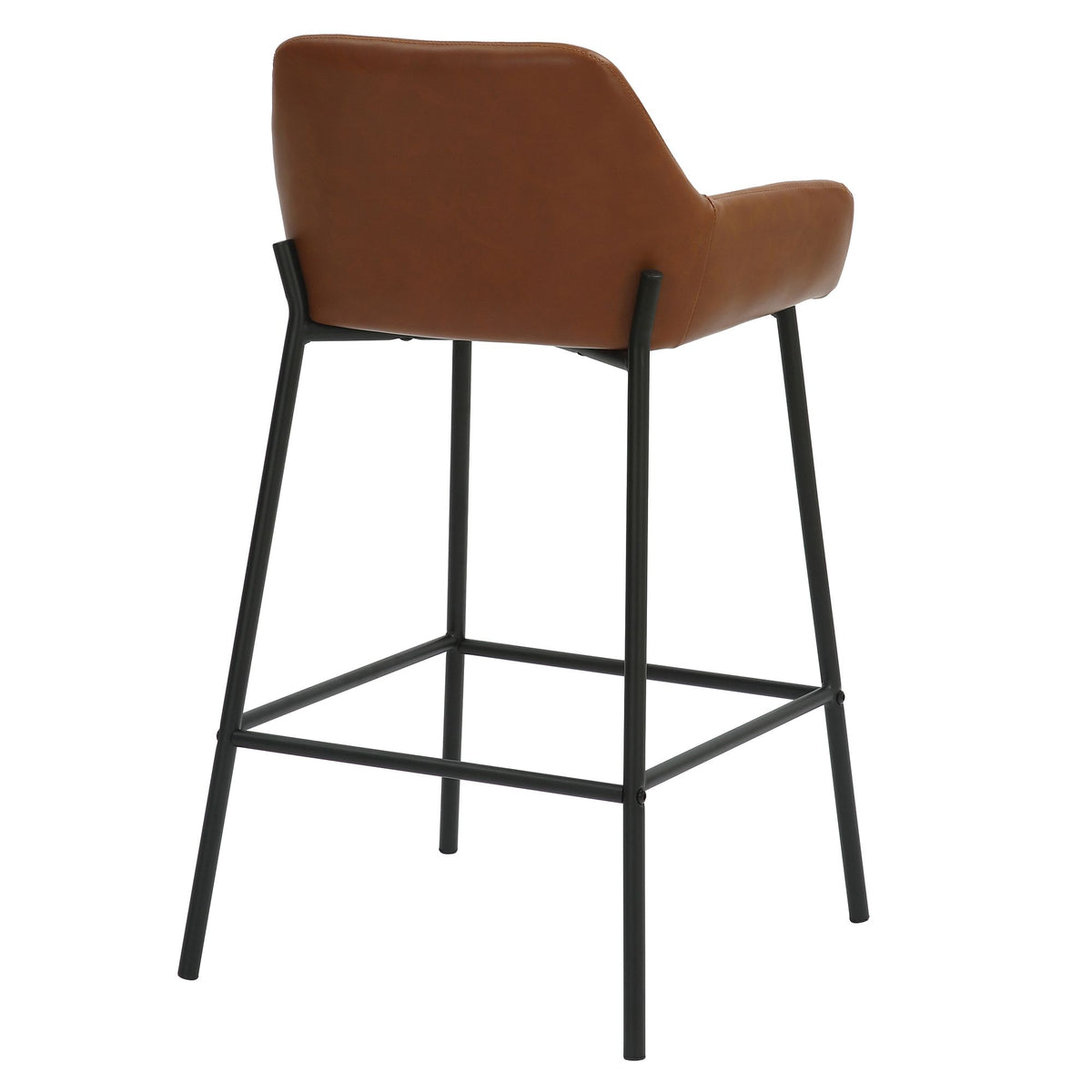 Faux Leather 26" Counter Stool, Set of 2 in Saddle PU and Black