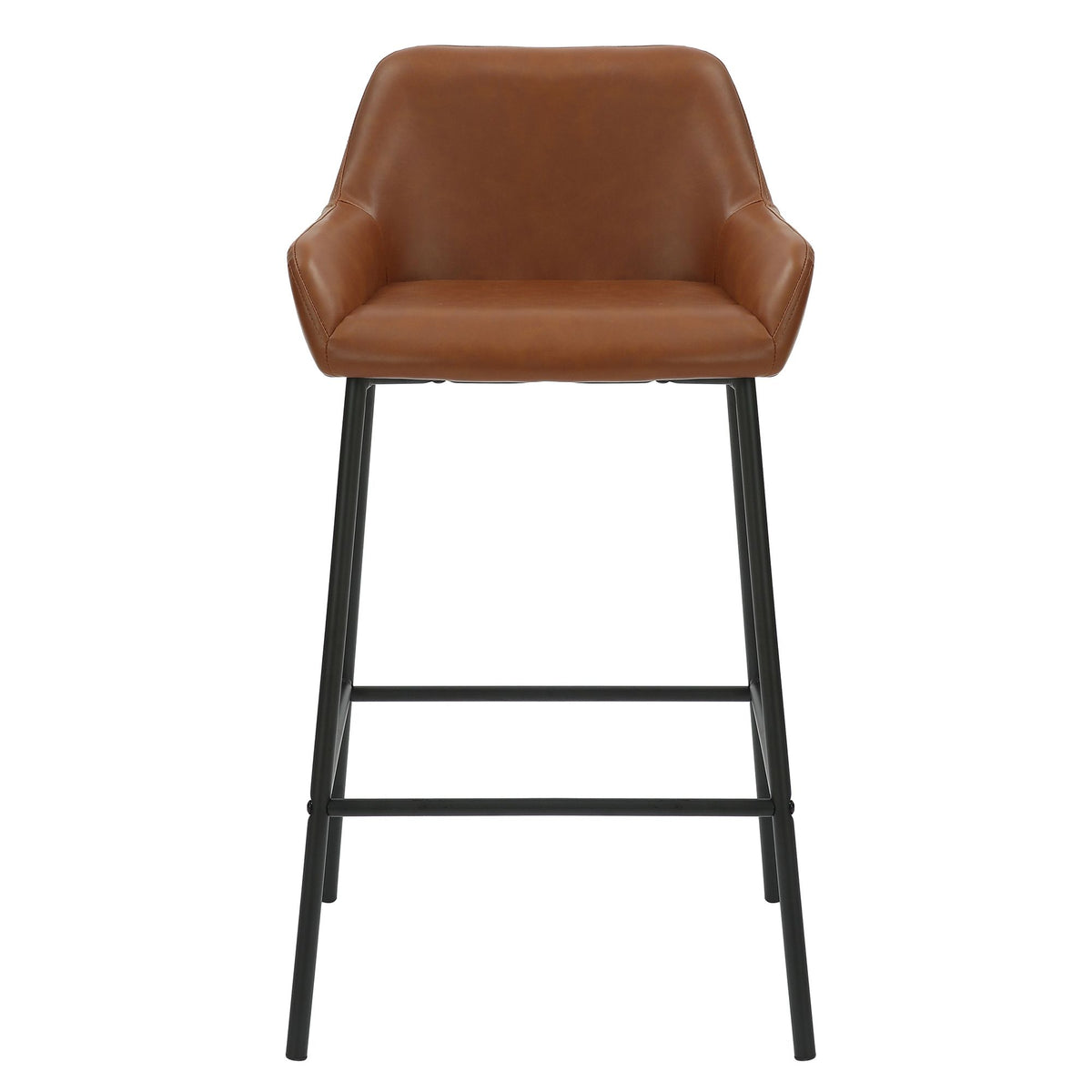 Faux Leather 26" Counter Stool, Set of 2 in Saddle PU and Black