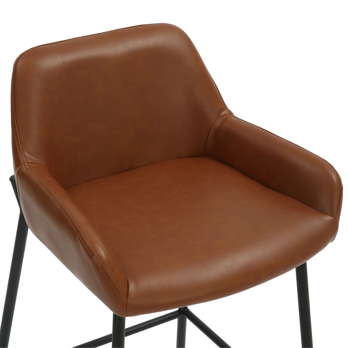 Faux Leather 26" Counter Stool, Set of 2 in Saddle PU and Black