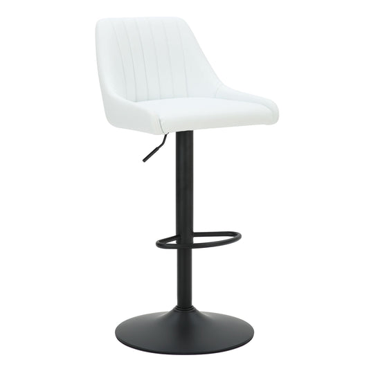 Wingback Faux Leather Air-Lift Stool, Set of 2 in White PU and Black