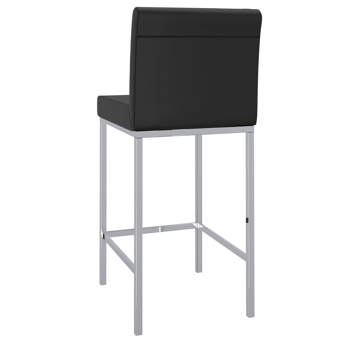 Low-Back Faux Leather 26" Counter Stool, Set of 2 in Black and Chrome