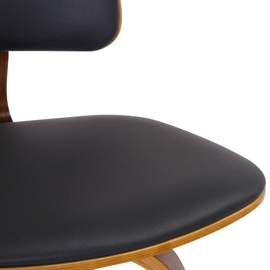 Bentwood Faux Leather 26" Counter Stool with Swivel, PU in Black PU and Walnut