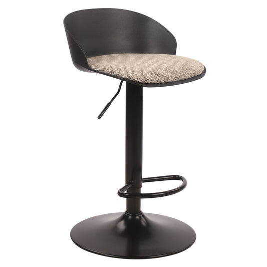 Upholstered Adjustable Air-Lift Stool, Set of 2 in Black and Beige
