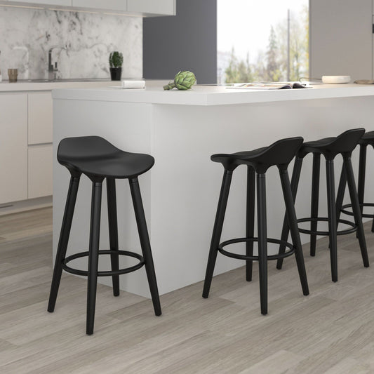 Moulded 26" Counter Stool, Set of 2 in Black and Black