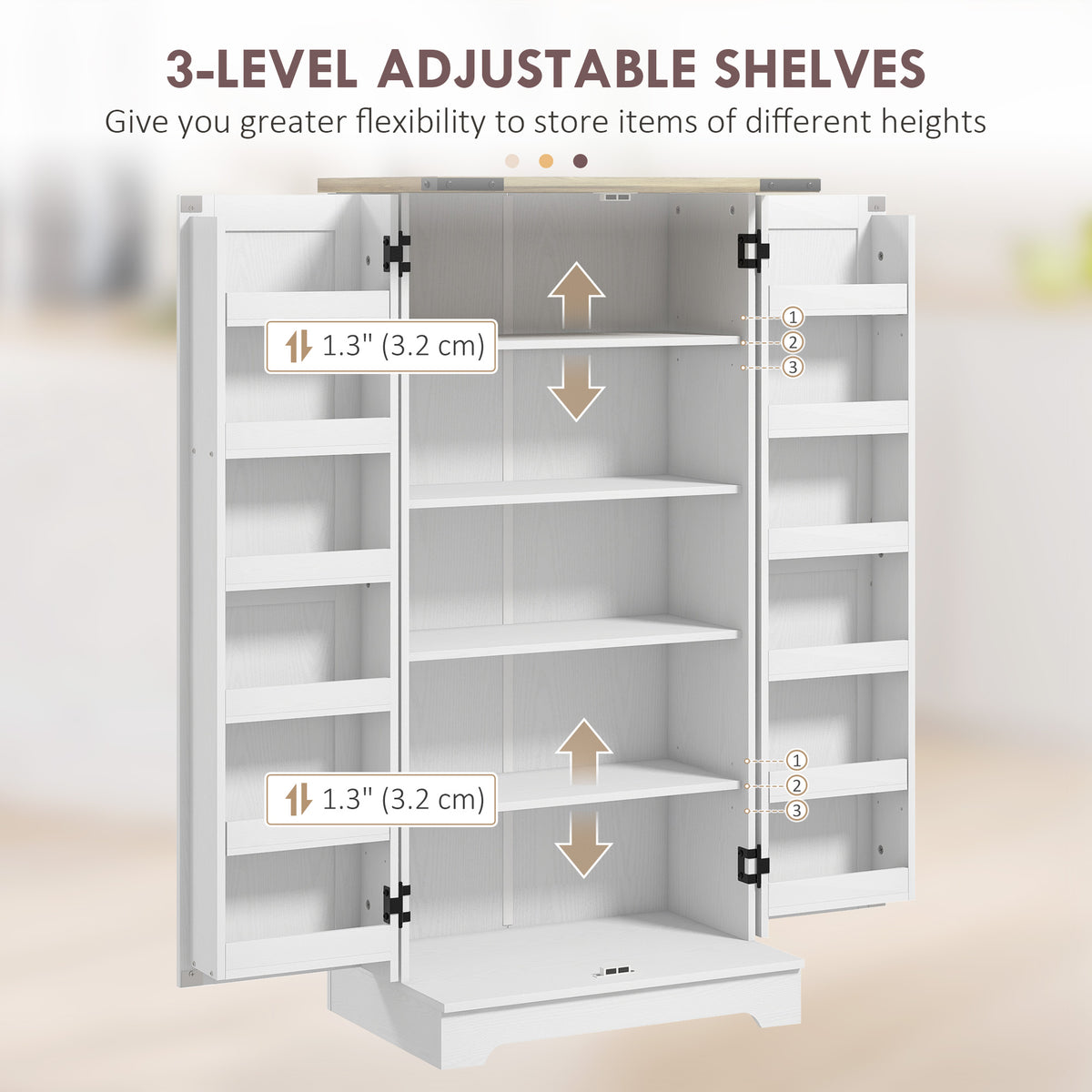 Kitchen Pantry Cabinet with Doors and Adjustable Shelves – 24"W x 47"H