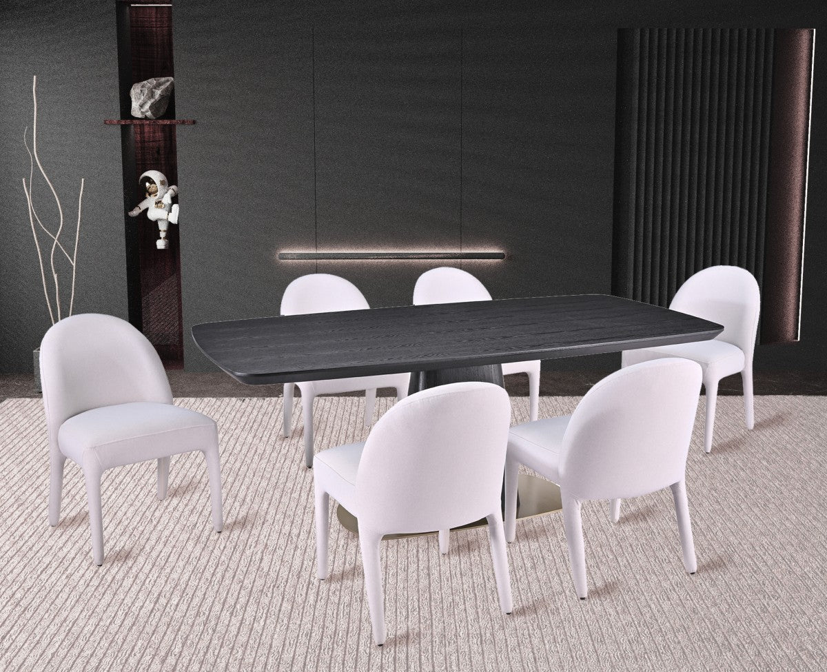 Curved 7-Piece Dining Set – Black/Beige