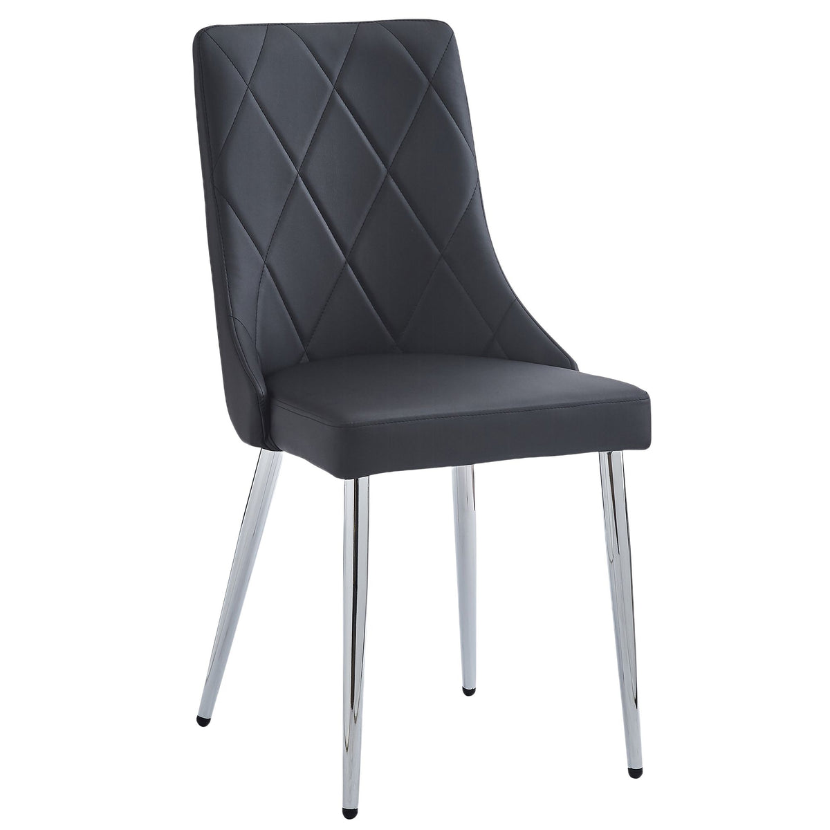 Glass Top 5-Piece Dining Set, Chrome Table and Black Chairs