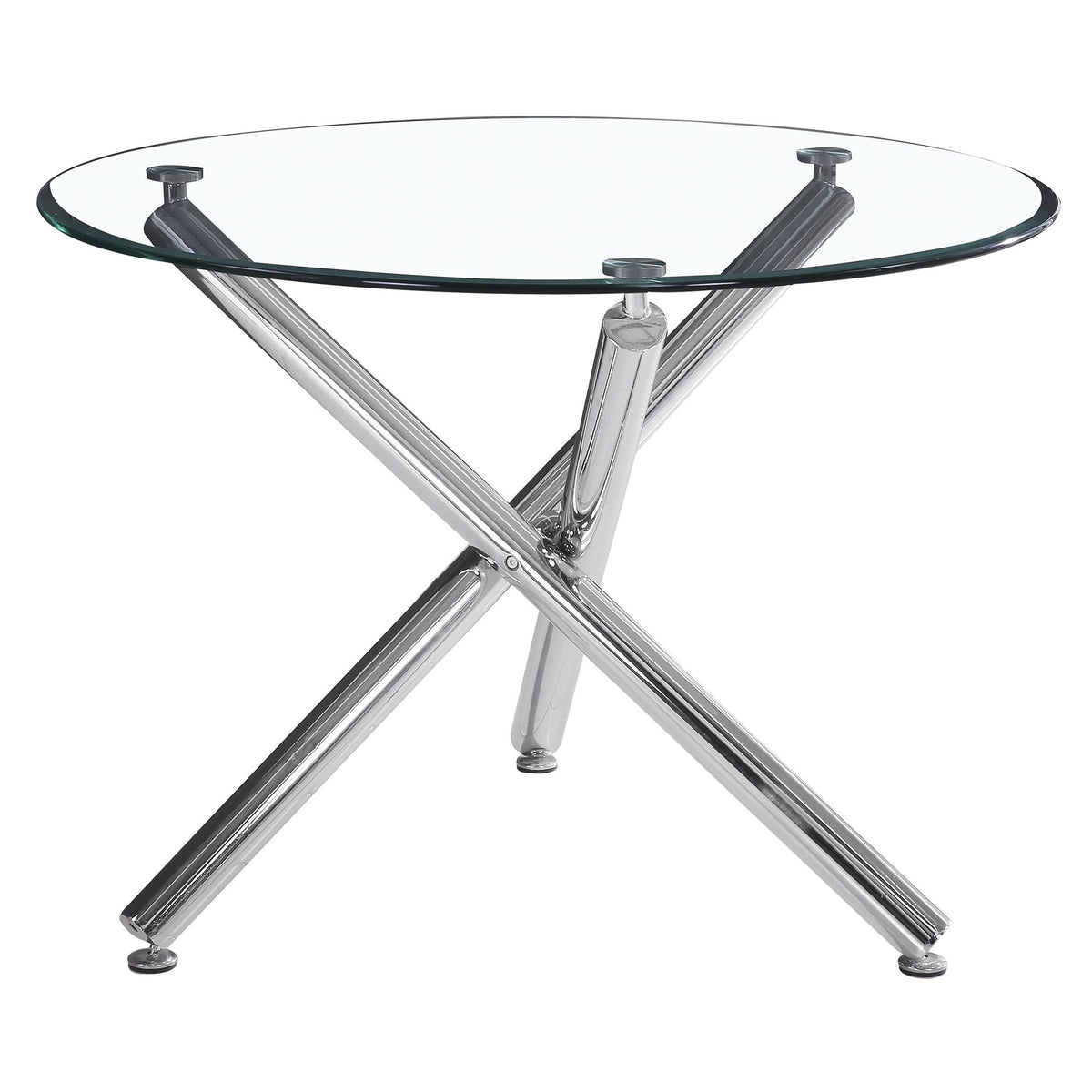 Glass Top 5-Piece Dining Set, Chrome Table and Grey Chairs