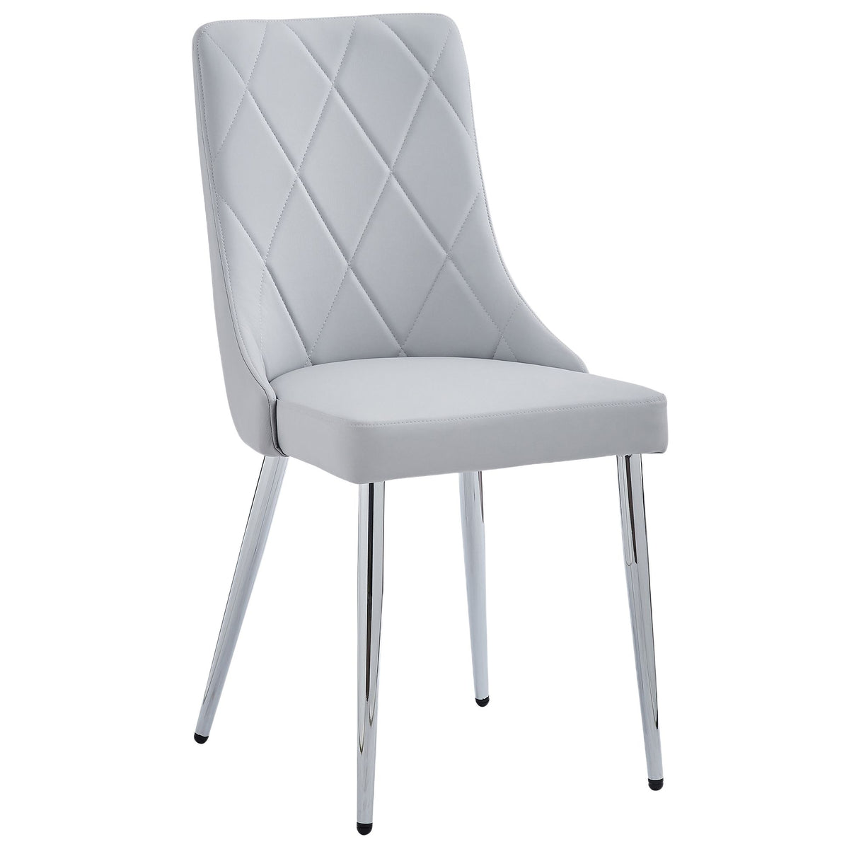 Glass Top 5-Piece Dining Set, Chrome Table and Grey Chairs