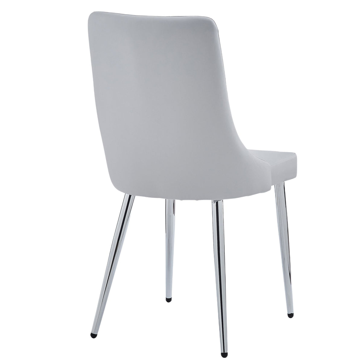 Glass Top 5-Piece Dining Set, Chrome Table and Grey Chairs