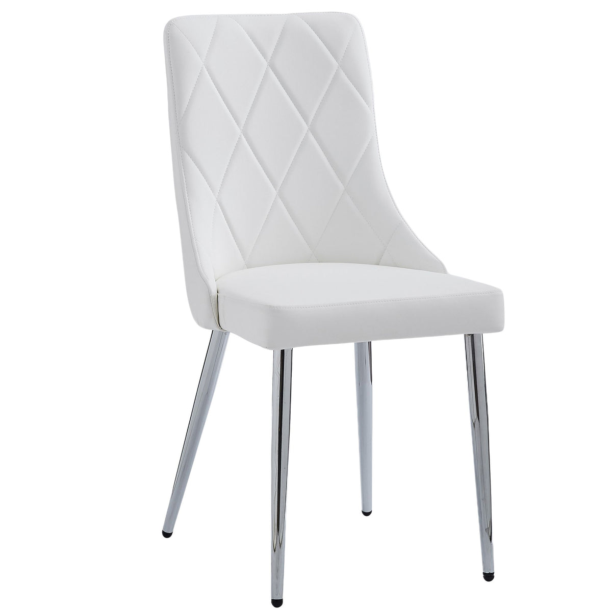 Glass Top 5-Piece Dining Set, Chrome Table and White Chairs