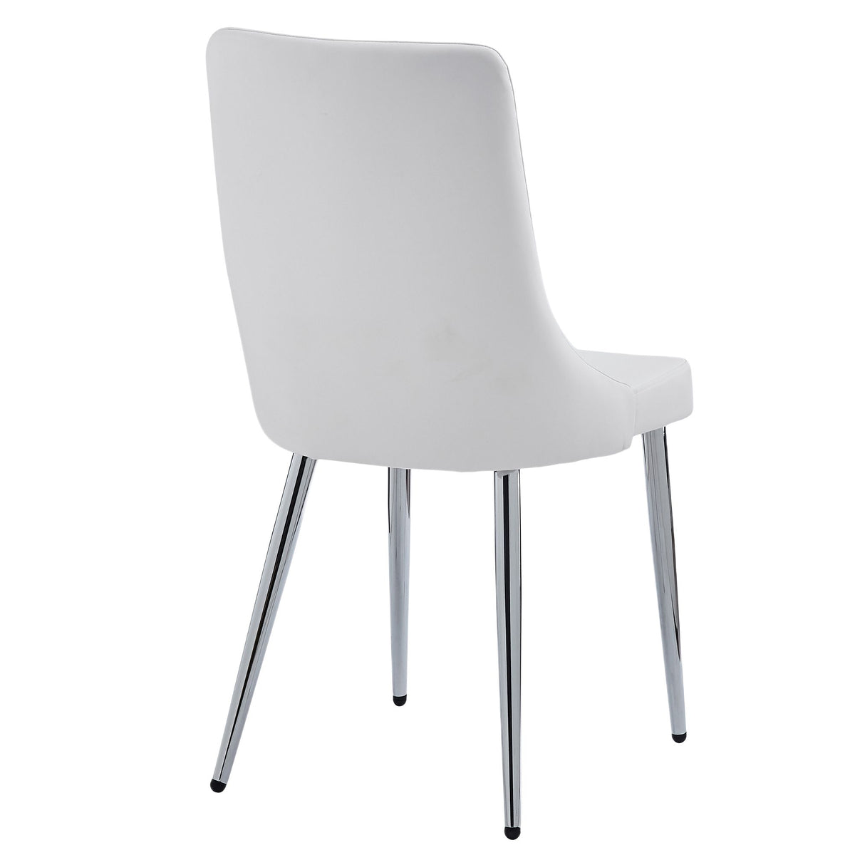 Glass Top 5-Piece Dining Set, Chrome Table and White Chairs