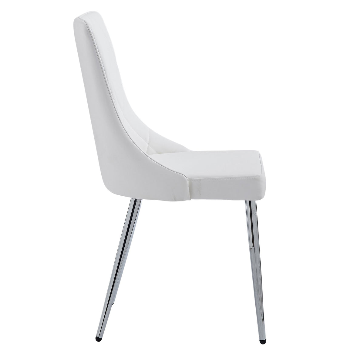Glass Top 5-Piece Dining Set, Chrome Table and White Chairs