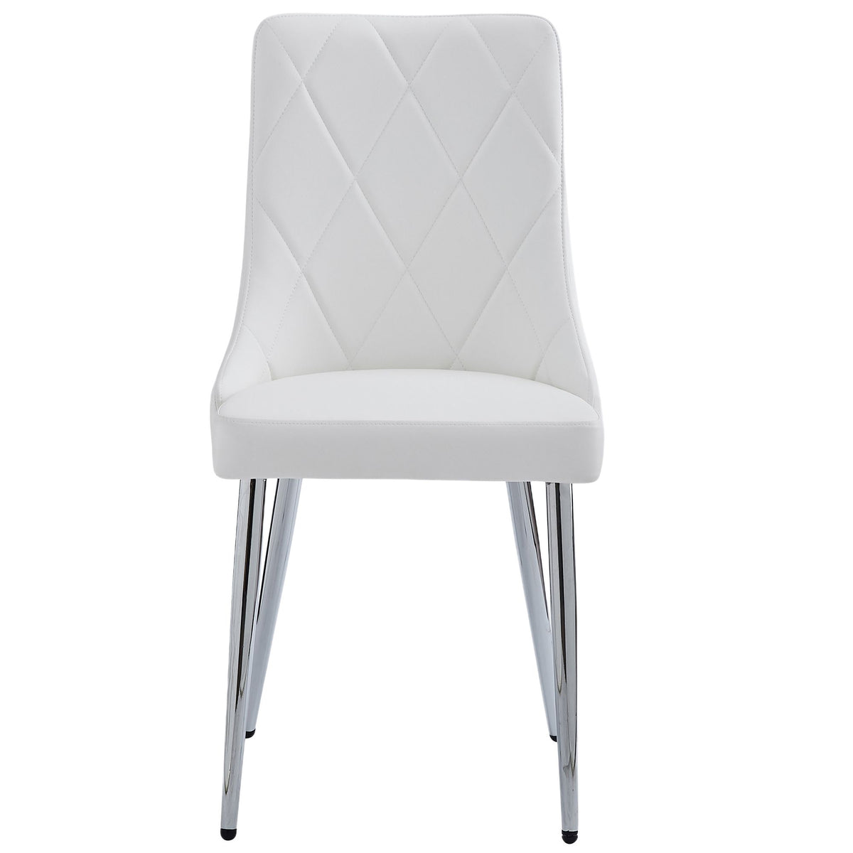 Glass Top 5-Piece Dining Set, Chrome Table and White Chairs