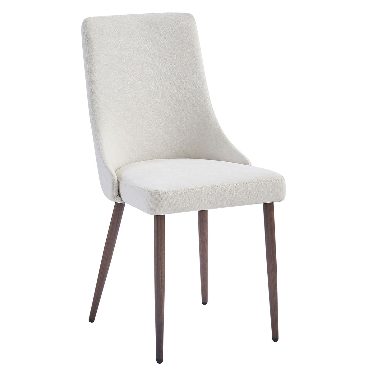 Glass Top 5-Piece Dining Set, Walnut Table and Beige Chairs