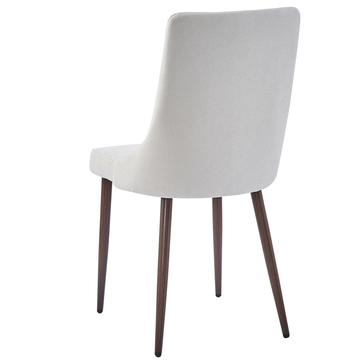 Glass Top 5-Piece Dining Set, Walnut Table and Beige Chairs