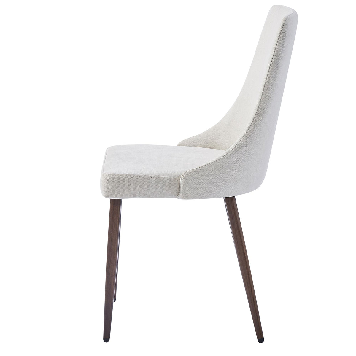 Glass Top 5-Piece Dining Set, Walnut Table and Beige Chairs