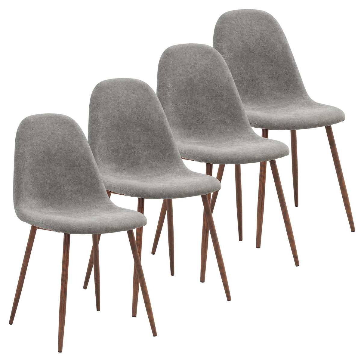 Glass Top 5-Piece Dining Set, Walnut Table and Grey Chairs