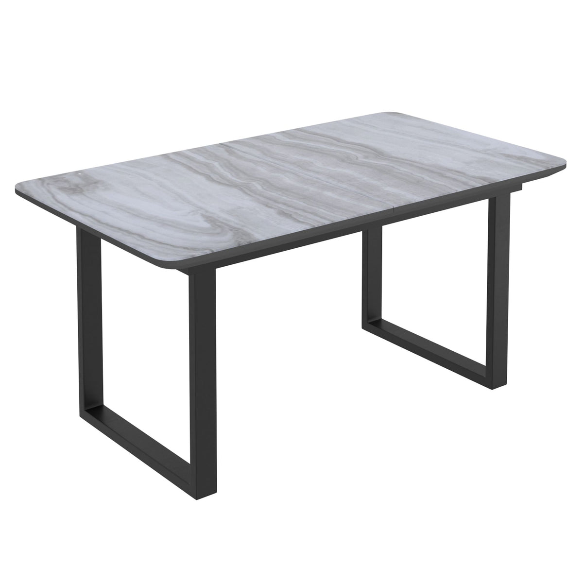 Glass Top 7-Piece Dining Set, Black Table and Beige Chairs – Extendable