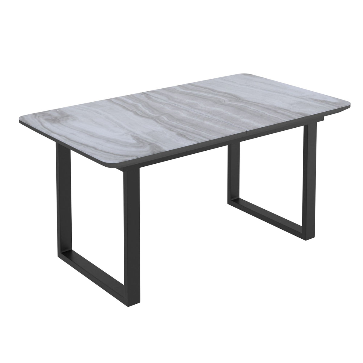 Glass Top 7-Piece Dining Set, Black Table and Beige Chairs